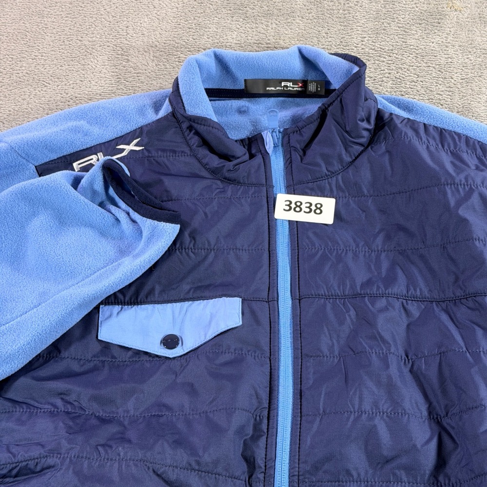 RLX Ralph Lauren Jacket Mens Large Blue Quilted Fleece Hybrid Full Zip Utility